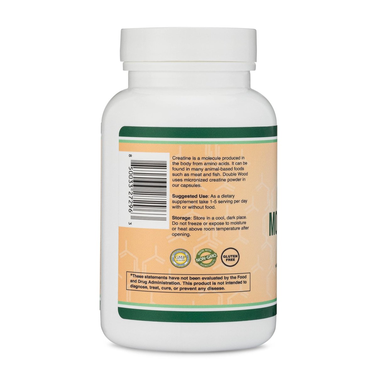 Kreatin-Monohydrat Kapseln – 1g pro Portion, 120 Kapseln – ohne Füllstoffe, vegan, non-GMO, glutenfrei von Double Wood
