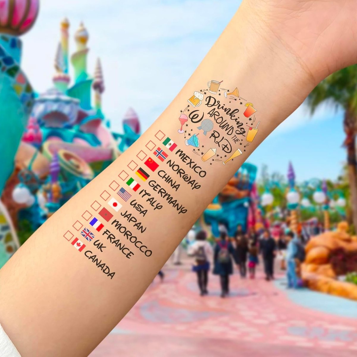 Drinking Around The World - 4er-Pack Temporäre Tattoos