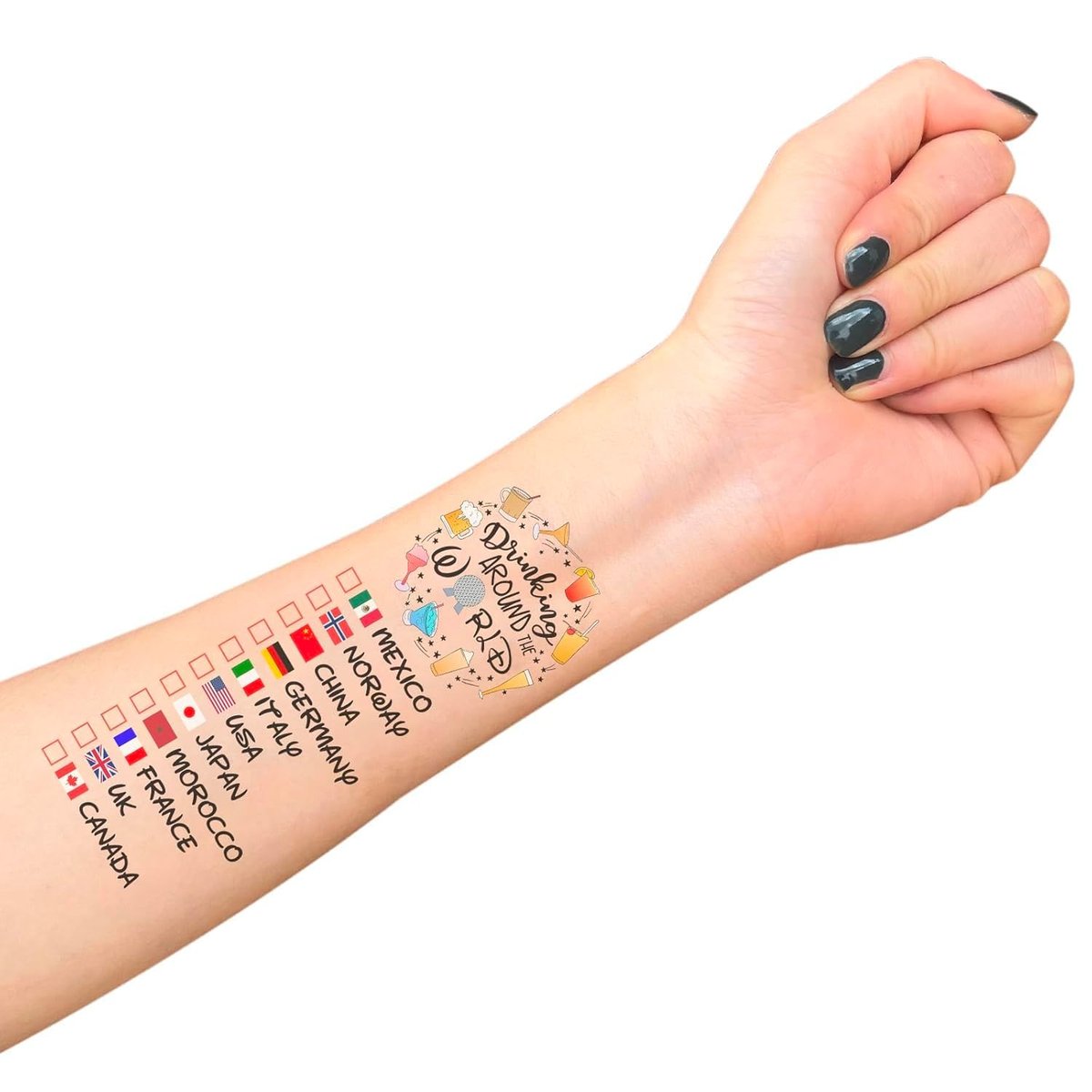 Drinking Around The World - 4er-Pack Temporäre Tattoos