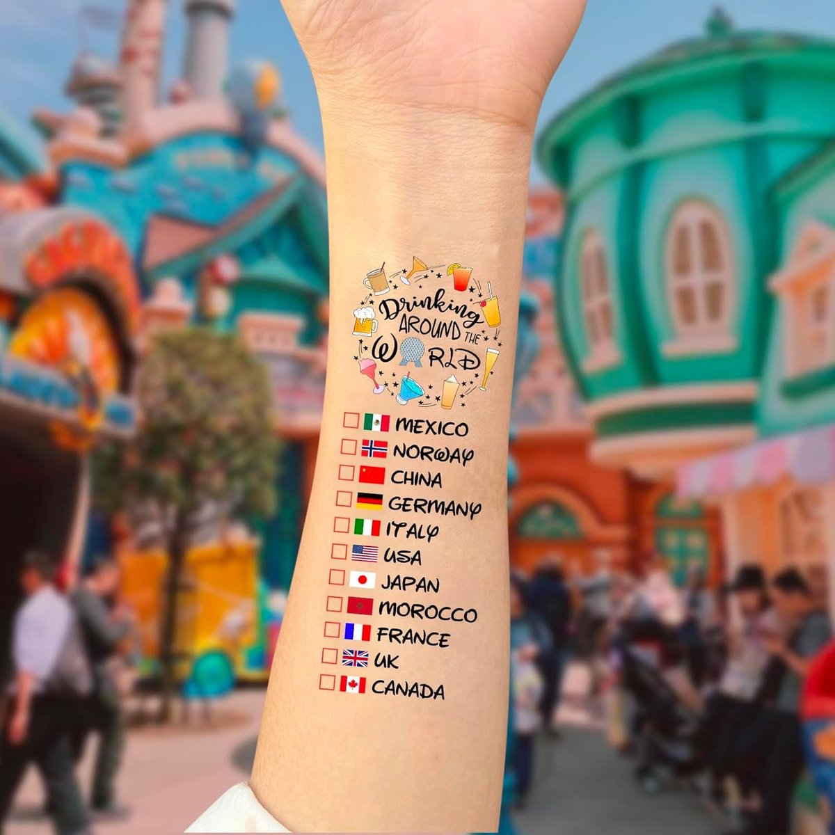 Drinking Around The World - 4er-Pack Temporäre Tattoos
