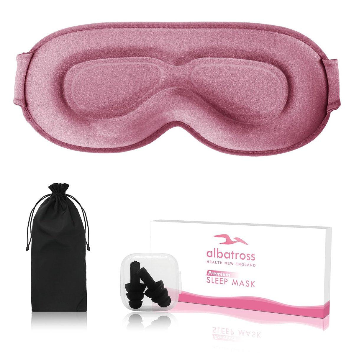 Schlafmaske für Männer und Frauen – Schlafmaske für Seitenschläfer, Reise-Blackout-Augenbinde mit verstellbarem Band (Rose)