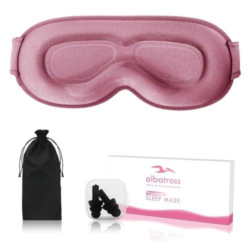 Schlafmaske für Männer und Frauen – Schlafmaske für Seitenschläfer, Reise-Blackout-Augenbinde mit verstellbarem Band (Rose)