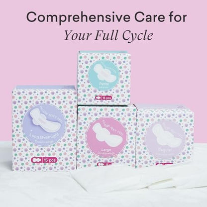 PurComfy Teens Maxi Period Pads mit Flügeln für Tweens, Bio-Baumwoll-Slipeinlagen für Mädchen 9-14, Teen Large, 15 Stück