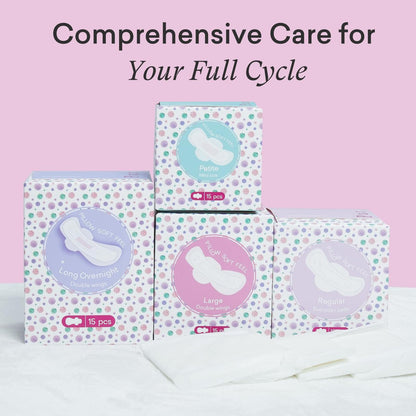 PurComfy Teens Maxi Period Pads mit Flügeln für Tweens, Bio-Baumwoll-Slipeinlagen für Mädchen 9-14, Teen Large, 15 Stück