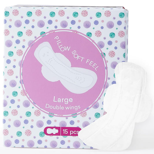 PurComfy Teens Maxi Period Pads mit Flügeln für Tweens, Bio-Baumwoll-Slipeinlagen für Mädchen 9-14, Teen Large, 15 Stück