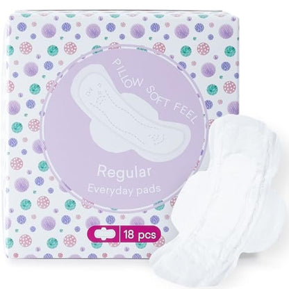 PurComfy Bio-Baumwoll-Pads für Teenager mit Flügeln – 18 Stück, reguläre Größe für Mädchen von 9–14 Jahren