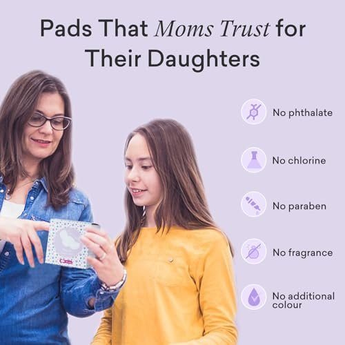 PurComfy Bio-Baumwoll-Pads für Teenager mit Flügeln – 18 Stück, reguläre Größe für Mädchen von 9–14 Jahren