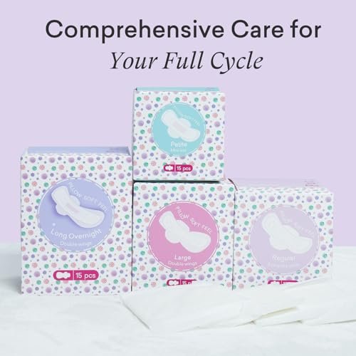PurComfy Bio-Baumwoll-Pads für Teenager mit Flügeln – 18 Stück, reguläre Größe für Mädchen von 9–14 Jahren