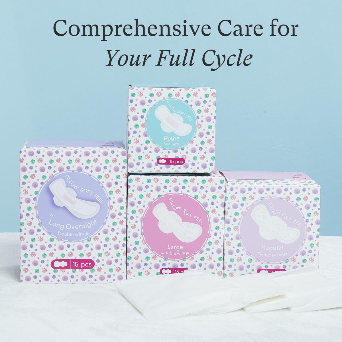 PurComfy Teen Period Pads mit Flügeln für Tweens – Bio-Baumwoll-Binden für Mädchen 9-14 Jahre, Mini Petite, 15 Stück