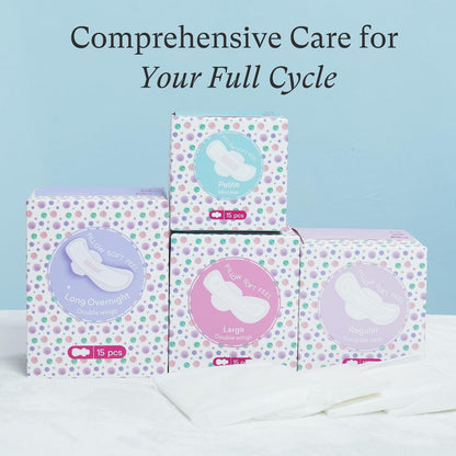 PurComfy Teen Period Pads mit Flügeln für Tweens – Bio-Baumwoll-Binden für Mädchen 9-14 Jahre, Mini Petite, 15 Stück