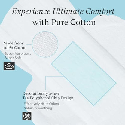 PurComfy Teen Period Pads mit Flügeln für Tweens – Bio-Baumwoll-Binden für Mädchen 9-14 Jahre, Mini Petite, 15 Stück