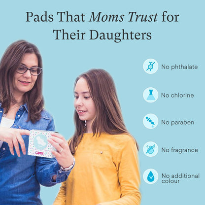 PurComfy Teen Period Pads mit Flügeln für Tweens – Bio-Baumwoll-Binden für Mädchen 9-14 Jahre, Mini Petite, 15 Stück