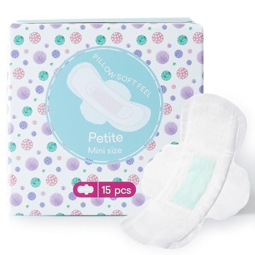 PurComfy Teen Period Pads mit Flügeln für Tweens – Bio-Baumwoll-Binden für Mädchen 9-14 Jahre, Mini Petite, 15 Stück