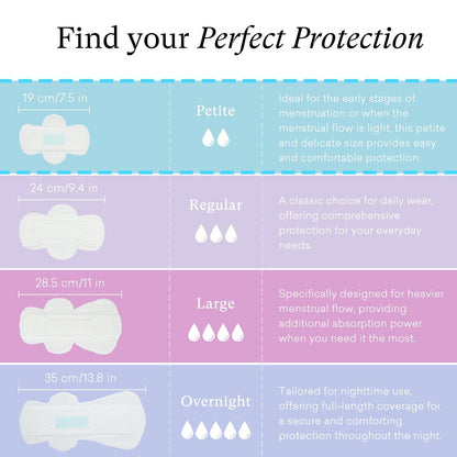 PurComfy Teen Period Pads mit Flügeln für Tweens – Bio-Baumwoll-Binden für Mädchen 9-14 Jahre, Mini Petite, 15 Stück