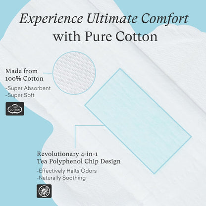 PurComfy Teen Period Pads mit Flügeln für Tweens – Bio-Baumwoll-Binden für Mädchen 9-14 Jahre, Mini Petite, 15 Stück