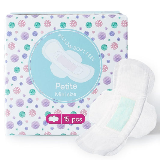 PurComfy Teen Period Pads mit Flügeln für Tweens – Bio-Baumwoll-Binden für Mädchen 9-14 Jahre, Mini Petite, 15 Stück