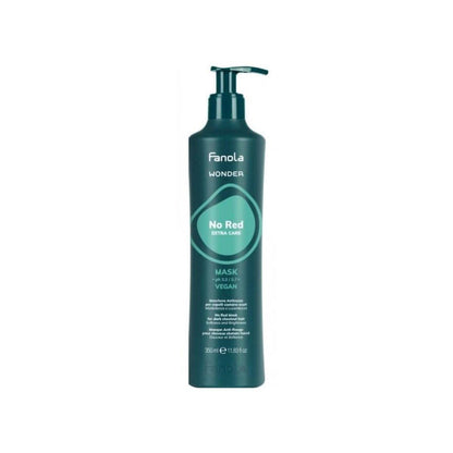 Fanola Wonder No Red Tönende Haarmaske für coloriertes Haar - Grüner Toner für Brünette zum Entfernen von Rottönen - Vegane Pflegebehandlung für natürliche & gefärbte Nuancen - Neutralisierend & entwirrend (12,3 oz)