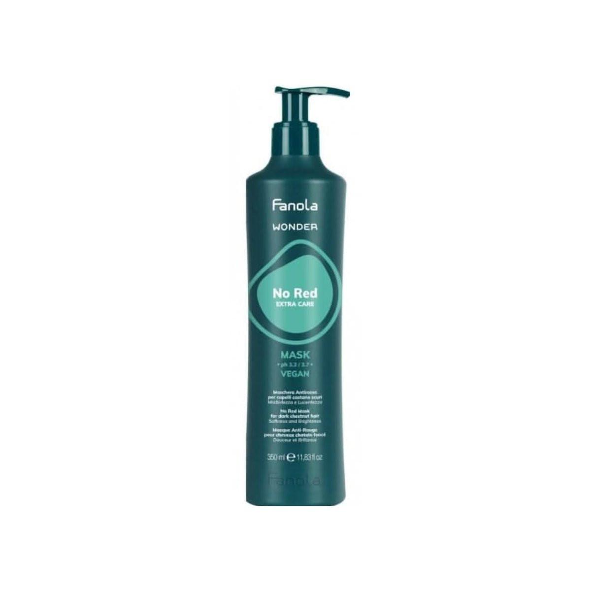 Fanola Wonder No Red Tönende Haarmaske für coloriertes Haar - Grüner Toner für Brünette zum Entfernen von Rottönen - Vegane Pflegebehandlung für natürliche & gefärbte Nuancen - Neutralisierend & entwirrend (12,3 oz)