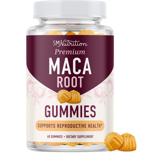 Maca Root Gummies | Antrieb, Leistung & Energie | Hochkonzentrierter 4:1-Extrakt | Hormonbalance für Frauen | Leckerer Pfirsichgeschmack | Vegan, Nicht-GVO & Drittanbieter-getestet | 60 Maca-Gummis