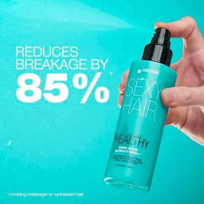 SexyHair Healthy Shine Show Blowout Spray 5,1 oz – Pflegender Hitzeschutz für trockenes Haar