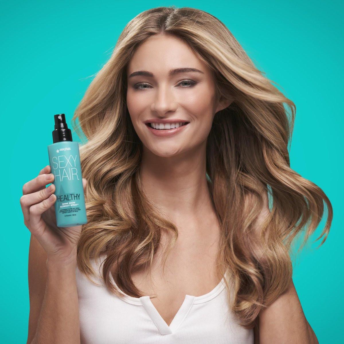 SexyHair Healthy Shine Show Blowout Spray 5,1 oz – Pflegender Hitzeschutz für trockenes Haar