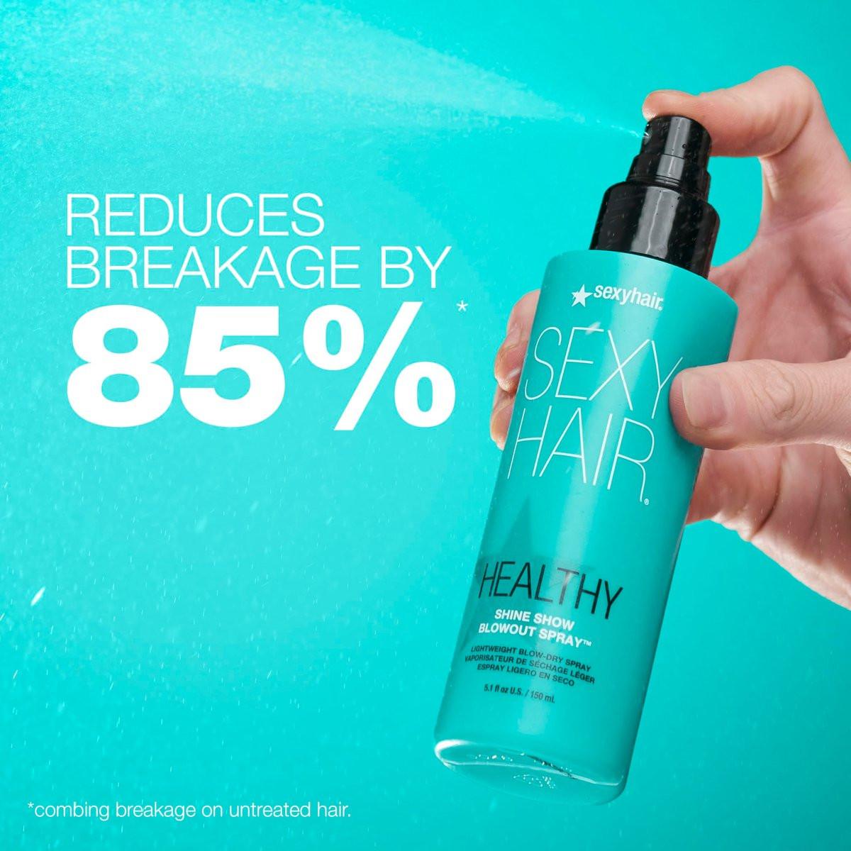 SexyHair Healthy Shine Show Blowout Spray 5,1 oz – Pflegender Hitzeschutz für trockenes Haar