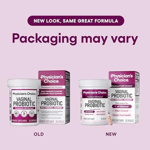 Physician's CHOICE Vaginale Probiotika für Frauen - pH-Balance, Geruchskontrolle, Hefegleichgewicht, Vaginalflora & Frauengesundheit - 6B KBE mit organischen Präbiotika und Cranberry-Extrakt - 30 Kapseln