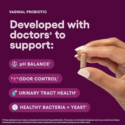 Physician's CHOICE Vaginale Probiotika für Frauen - pH-Balance, Geruchskontrolle, Hefegleichgewicht, Vaginalflora & Frauengesundheit - 6B KBE mit organischen Präbiotika und Cranberry-Extrakt - 30 Kapseln