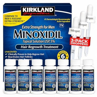 Kirkland Signature Haarwuchs Behandlung für Männer, Extrastärke, 5% Minoxidil Topische Lösung, 2 Fl Oz, 6er-Pack