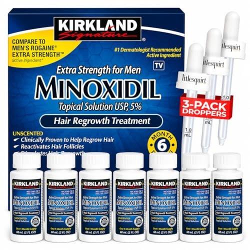 Kirkland Signature Haarwuchs Behandlung für Männer, Extrastärke, 5% Minoxidil Topische Lösung, 2 Fl Oz, 6er-Pack