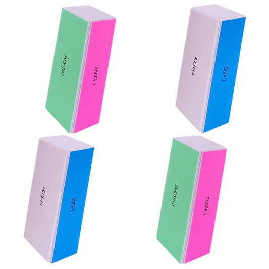 4-Wege-Nagelbuffer-Block (4 Stück), Nagelschleifblöcke für natürliche und künstliche Nägel, 120/240/600/3000 Körnung, Nagelfeilen-Buffer zum Glätten und Polieren