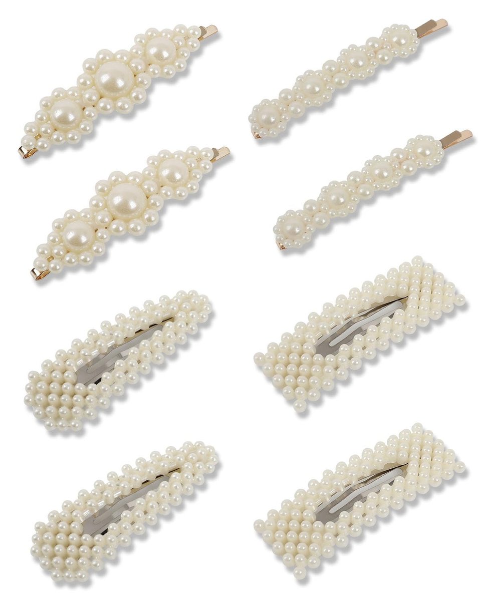 JELIEE 8-teilige Perlen-Haarspangen – Große Pins, Barrette-Clips für Damen, süße Accessoires, modisch