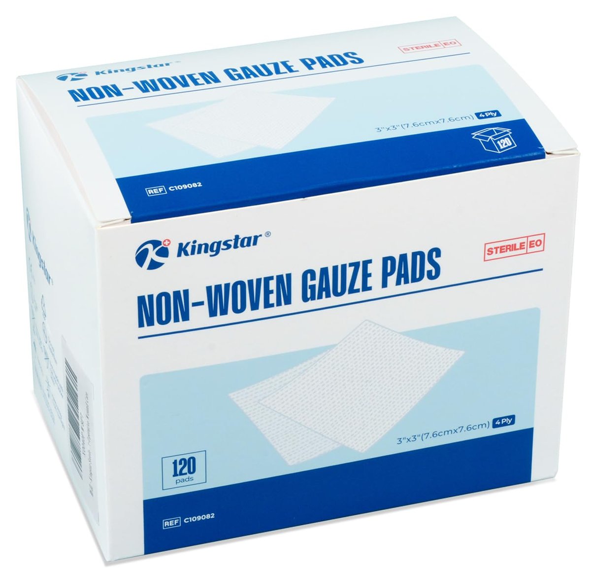 K Kingstar Sterile Nonwoven Mullkompressen 3"x 3" – 120 Stück, 60 Packungen, Wundauflage für Trauma und postoperative Versorgung