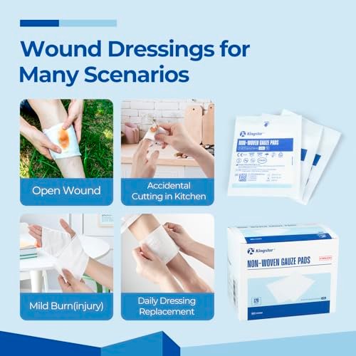 K Kingstar Sterile Nonwoven Mullkompressen 3"x 3" – 120 Stück, 60 Packungen, Wundauflage für Trauma und postoperative Versorgung