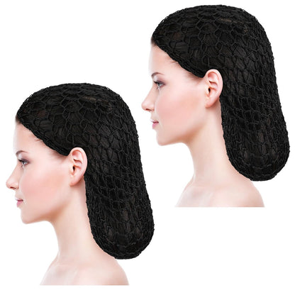 Mozeat Lens 2 Stück Haarnetze Snood für Frauen, Häkelhaarnetz, Rayon-Strick-Snood-Hut, Schlafmütze (Schwarz)