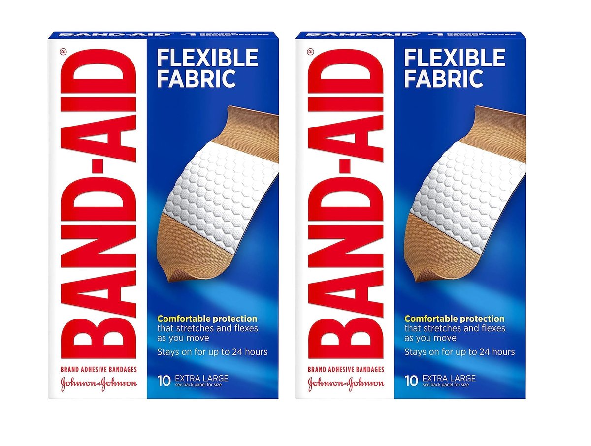 Band-AID Flexible Fabric Pflaster, extra groß, 10 Stück (2er-Pack)
