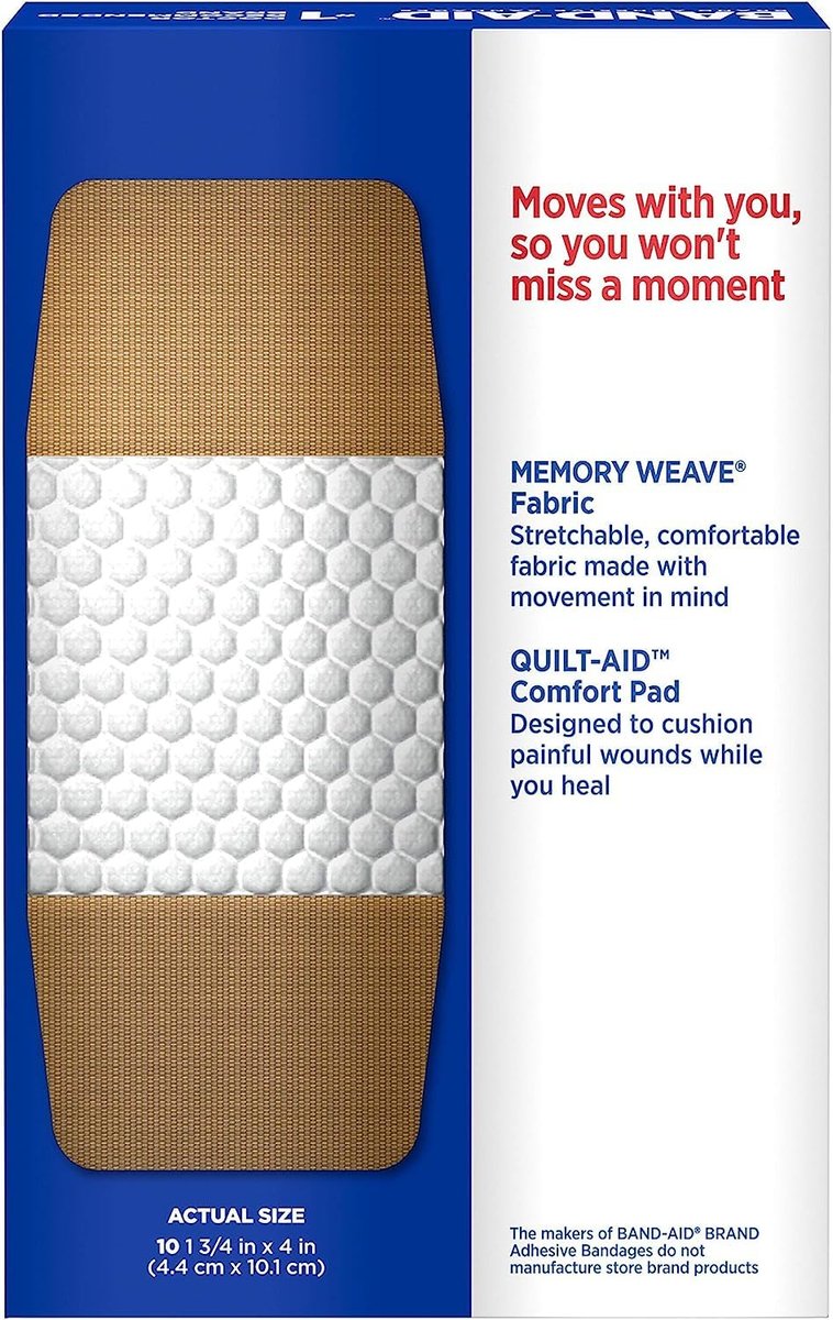 Band-AID Flexible Fabric Pflaster, extra groß, 10 Stück (2er-Pack)
