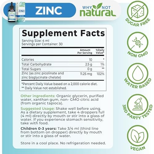 Bio Liquid Zink Tropfen mit chelatiertem Picolinat und Bisglycinat, vegan – 118 ml