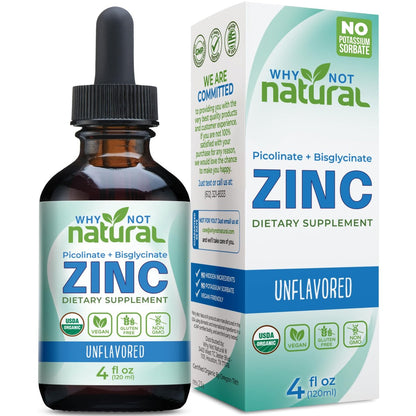 Bio Liquid Zink Tropfen mit chelatiertem Picolinat und Bisglycinat, vegan – 118 ml