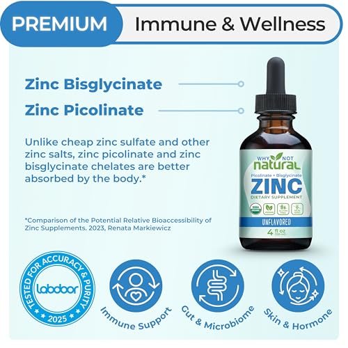 Bio Liquid Zink Tropfen mit chelatiertem Picolinat und Bisglycinat, vegan – 118 ml