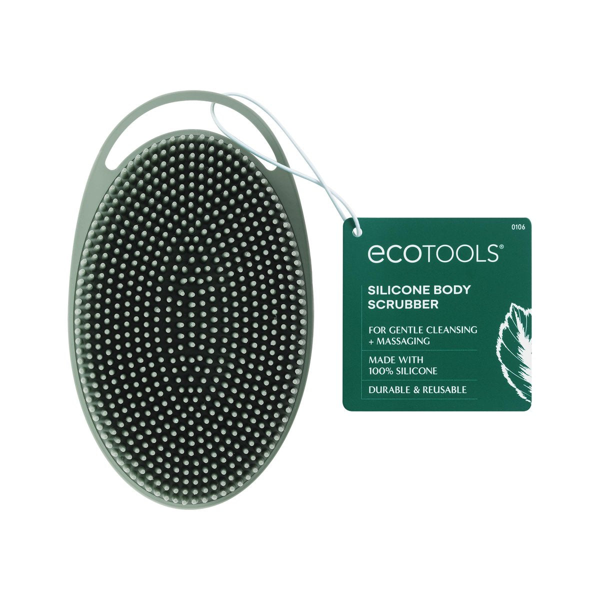 EcoTools Silikon Körperbürste – 2-in-1 Peeling & Massagegerät für sanfte Reinigung, hygienisch & langlebig, vegan & tierversuchsfrei, 1 Stück, Grün