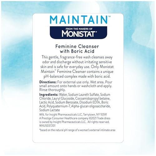 Monistat Borsäure Intimwaschmittel, Duftfreie Intimwaschlotion für Frauen mit sanfter pH-ausgeglichener Formel, 16 Fl Oz