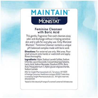 Monistat Borsäure Intimwaschmittel, Duftfreie Intimwaschlotion für Frauen mit sanfter pH-ausgeglichener Formel, 16 Fl Oz