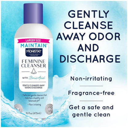 Monistat Borsäure Intimwaschmittel, Duftfreie Intimwaschlotion für Frauen mit sanfter pH-ausgeglichener Formel, 16 Fl Oz