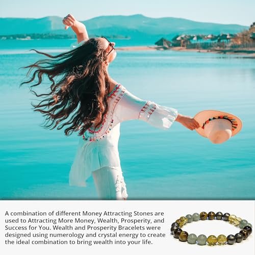 ANAYA AGATE Geld Erfolg Reichtum Armband – Pyrit, Grüner Aventurin, Tigerauge, Citrin Armband-Set für Männer Frauen – Heilende Kristalle gegen Angst und Stress – Pulseras Para Hombres Mujer