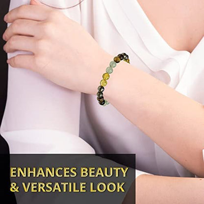 ANAYA AGATE Geld Erfolg Reichtum Armband – Pyrit, Grüner Aventurin, Tigerauge, Citrin Armband-Set für Männer Frauen – Heilende Kristalle gegen Angst und Stress – Pulseras Para Hombres Mujer