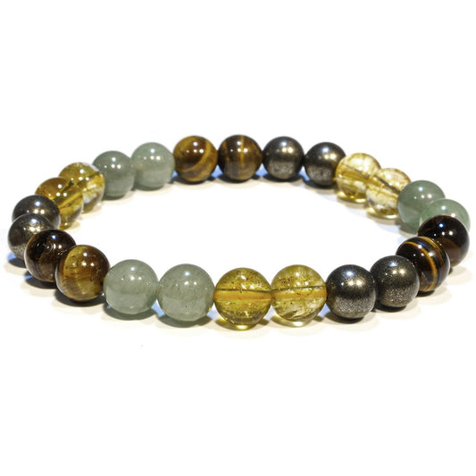 ANAYA AGATE Geld Erfolg Reichtum Armband – Pyrit, Grüner Aventurin, Tigerauge, Citrin Armband-Set für Männer Frauen – Heilende Kristalle gegen Angst und Stress – Pulseras Para Hombres Mujer