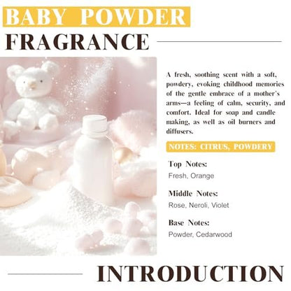 EUQEE Baby Powder Duftöl Premium Duftöl 60ml mit Glaspipette für Aromatherapie, Kerzenherstellung, DIY Badebomben (2,02 Fl Oz)