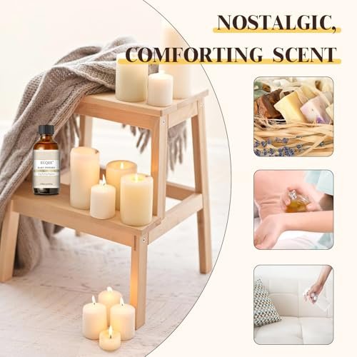 EUQEE Baby Powder Duftöl Premium Duftöl 60ml mit Glaspipette für Aromatherapie, Kerzenherstellung, DIY Badebomben (2,02 Fl Oz)
