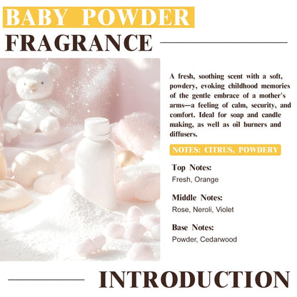 EUQEE Baby Powder Duftöl Premium Duftöl 60ml mit Glaspipette für Aromatherapie, Kerzenherstellung, DIY Badebomben (2,02 Fl Oz)